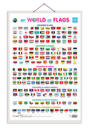 My World of Flags Early Learning Educational Chart for Kids | 20"X30" inch |Non-Tearable and Waterproof | Double Sided Laminated | Perfect for Homeschooling, Kindergarten and Nursery Students