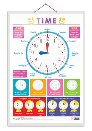 TIME Early Learning Educational Chart for Kids | 20"X30" inch |Non-Tearable and Waterproof | Double Sided Laminated | Perfect for Homeschooling, Kindergarten and Nursery Students