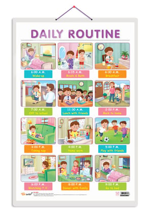 DAILY ROUTINE Early Learning Educational Chart for Kids | 20"X30" inch |Non-Tearable and Waterproof | Double Sided Laminated | Perfect for Homeschooling, Kindergarten and Nursery Students