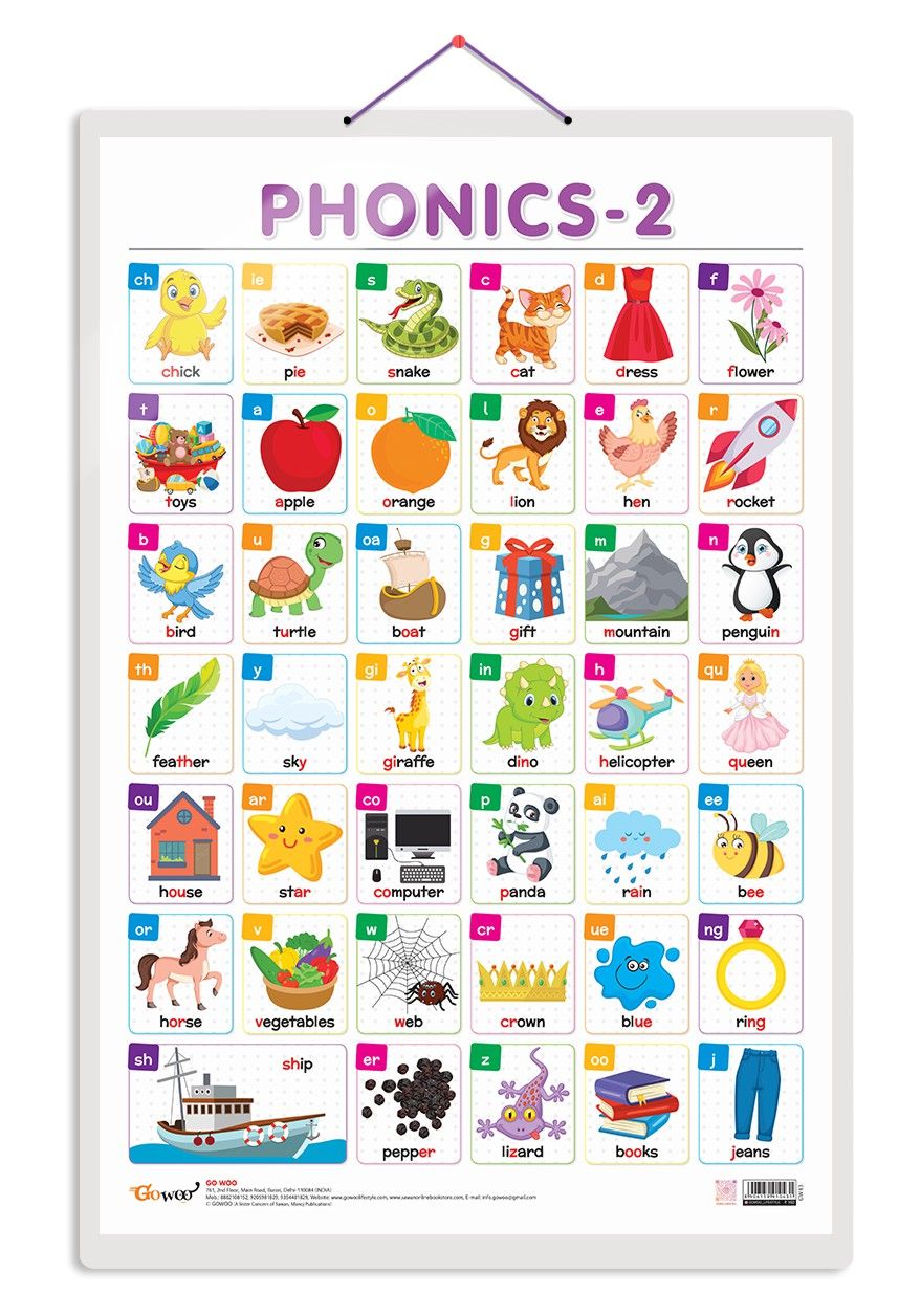 PHONICS - 2 Early Learning Educational Chart for Kids | 20"X30" inch |Non-Tearable and Waterproof | Double Sided Laminated | Perfect for Homeschooling, Kindergarten and Nursery Students