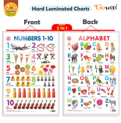 2 IN 1 ALPHABET AND NUMBER 1-10 Early Learning Educational Chart for Kids | 20"X30" inch |Non-Tearable and Waterproof | Double Sided Laminated | Perfect for Homeschooling, Kindergarten and Nursery Students