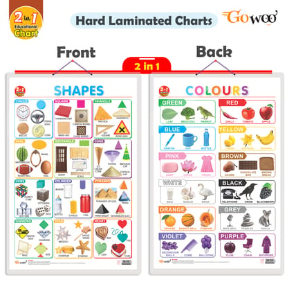 2 IN 1 COLOURS AND SHAPES Early Learning Educational Chart for Kids | 20"X30" inch |Non-Tearable and Waterproof | Double Sided Laminated | Perfect for Homeschooling, Kindergarten and Nursery Students