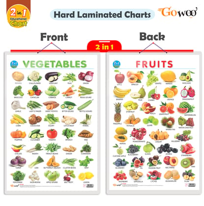 2 IN 1 FRUITS AND VEGETABLES Early Learning Educational Chart for Kids | 20"X30" inch |Non-Tearable and Waterproof | Double Sided Laminated | Perfect for Homeschooling, Kindergarten and Nursery Students