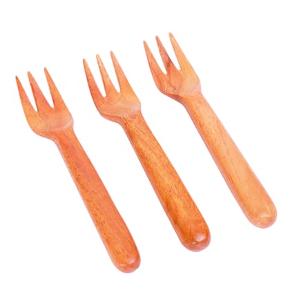 Neem Wood Fork set of 3 (18.3 cm each)