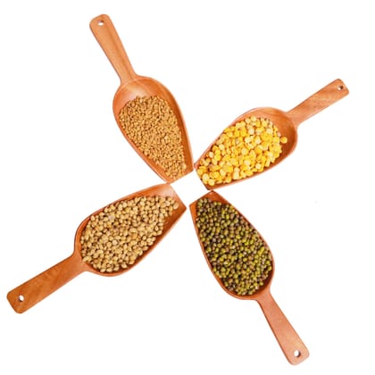 Neem Wood Scoop Spoon – To gauge Flours/Rice/Sugar/Ice Creams etc – Set of 4