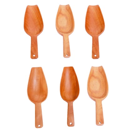 Neem Wood Scoop Spoon – To gauge Flours/Rice/Sugar/Ice Creams etc – Set of 6