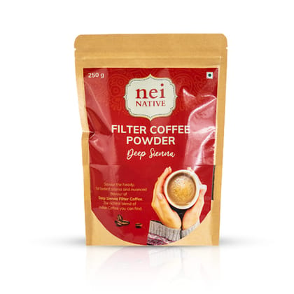 NeiNative Pure Filter Coffee Powder 250 Grams - Authentic Filter Coffee Powder from 100% Authentic Coffee Beans (Suitable for Espresso, French Press, Cold Brew, Hot Brew) Instant Coffee Powder