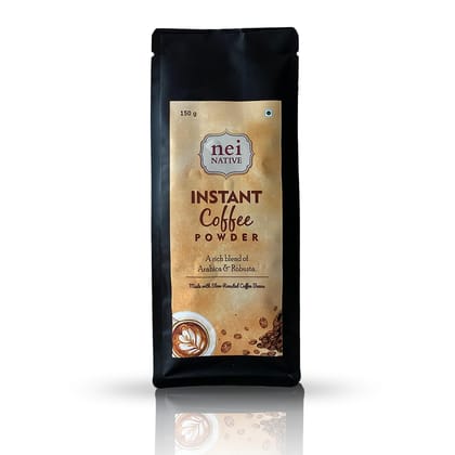 Nei Native Instant Coffee Powder, Blend of Arabica and Robusta, Made with Slow Roasted Coffee Beans, Easy To Make, Super-Tasty, Thick Texture, 150 gm