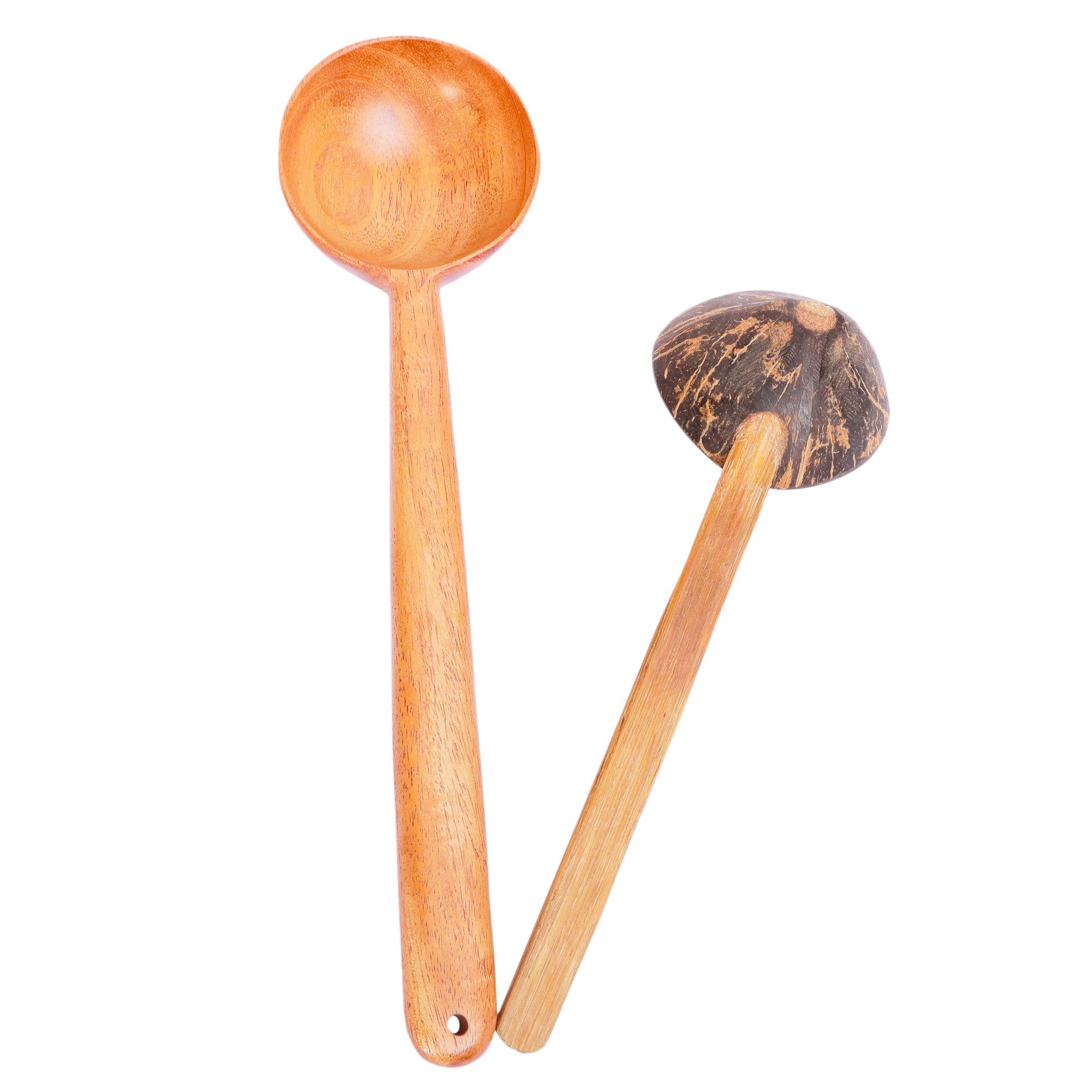 Combo Pack of Coconut Shell Spoon & Neem wood Dal Spoon (2 Nos)