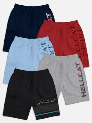 Trendy Typographic With Branding Printed Shorts for Boys - Pack of 5