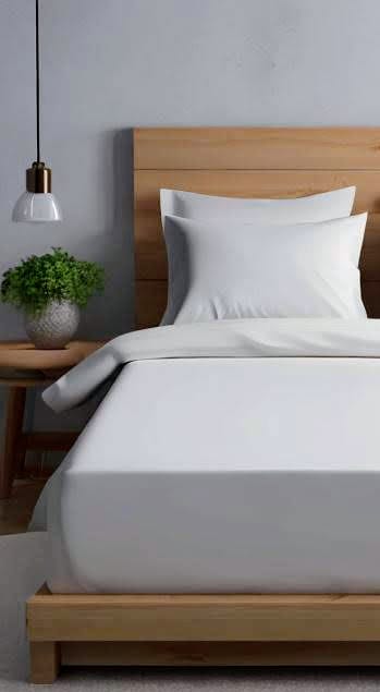 Gethitched Creations Bright White Solid Polycotton Single Bedsheet with 1 Pillow Cover 144 TC