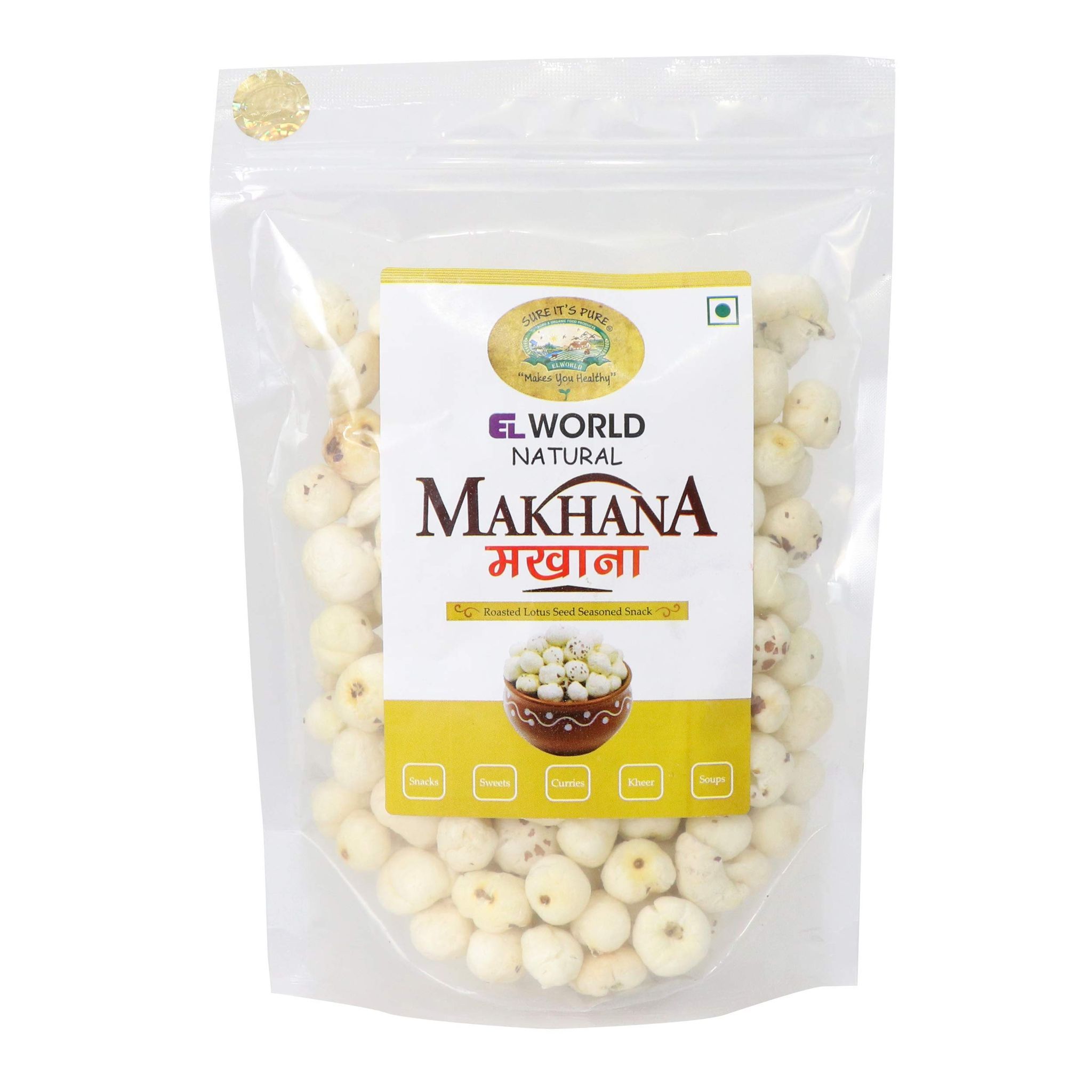 Elworld Agro & Organic Food Products Natural Makhana/Foxnut Premium (40g Pack of 5)