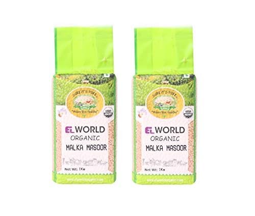 Elworld Agro & Organic Malka Masoor/Red Lentil 1kg (Pack of 2)