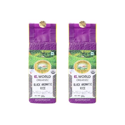 ELWORLD AGRO & ORGANIC FOOD PRODUCTS Regular Black Aromatic Rice 450 Gram (Pack of 4)