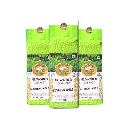 ELWORLD AGRO & ORGANIC FOOD PRODUCTS Soyabean Whole 500G (Pack of 3)