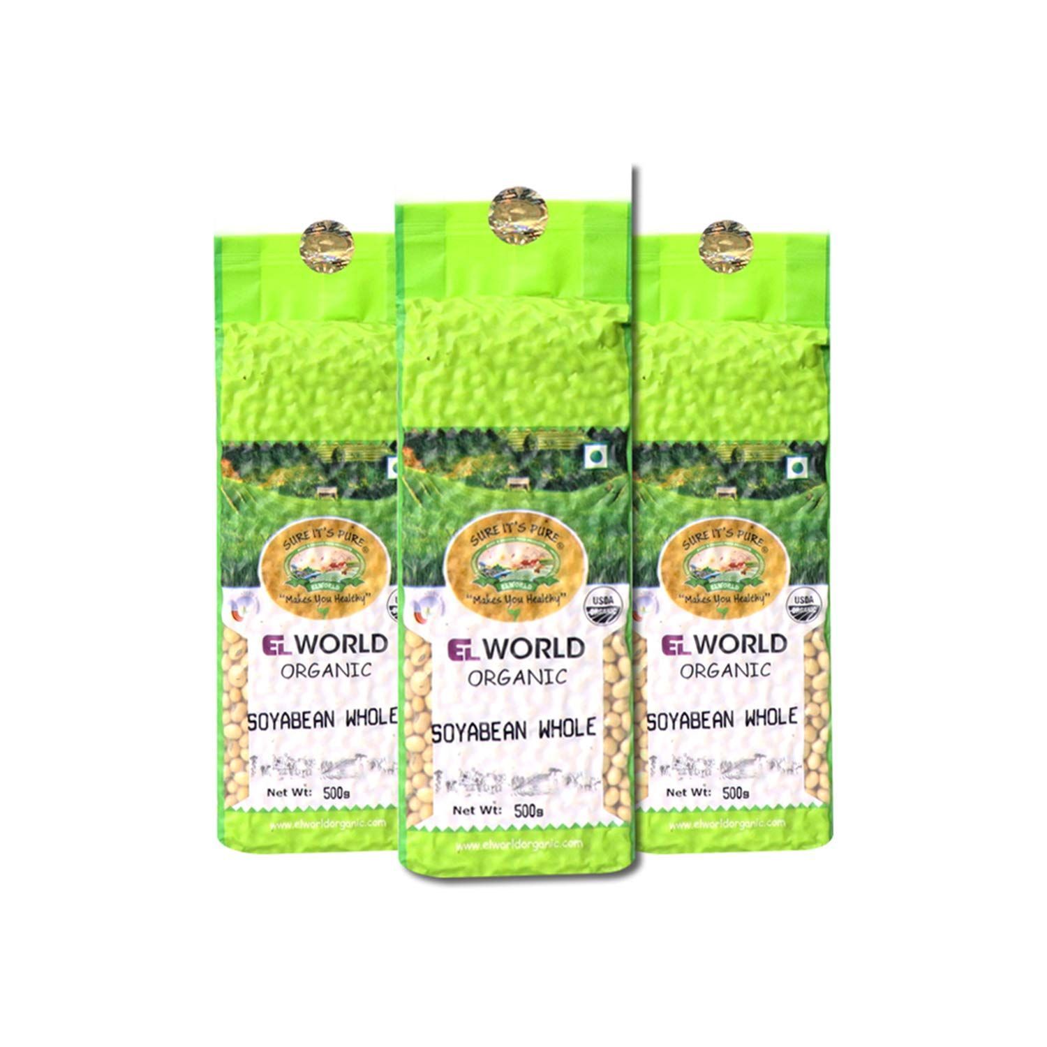 ELWORLD AGRO & ORGANIC FOOD PRODUCTS Soyabean Whole 500G (Pack of 3)