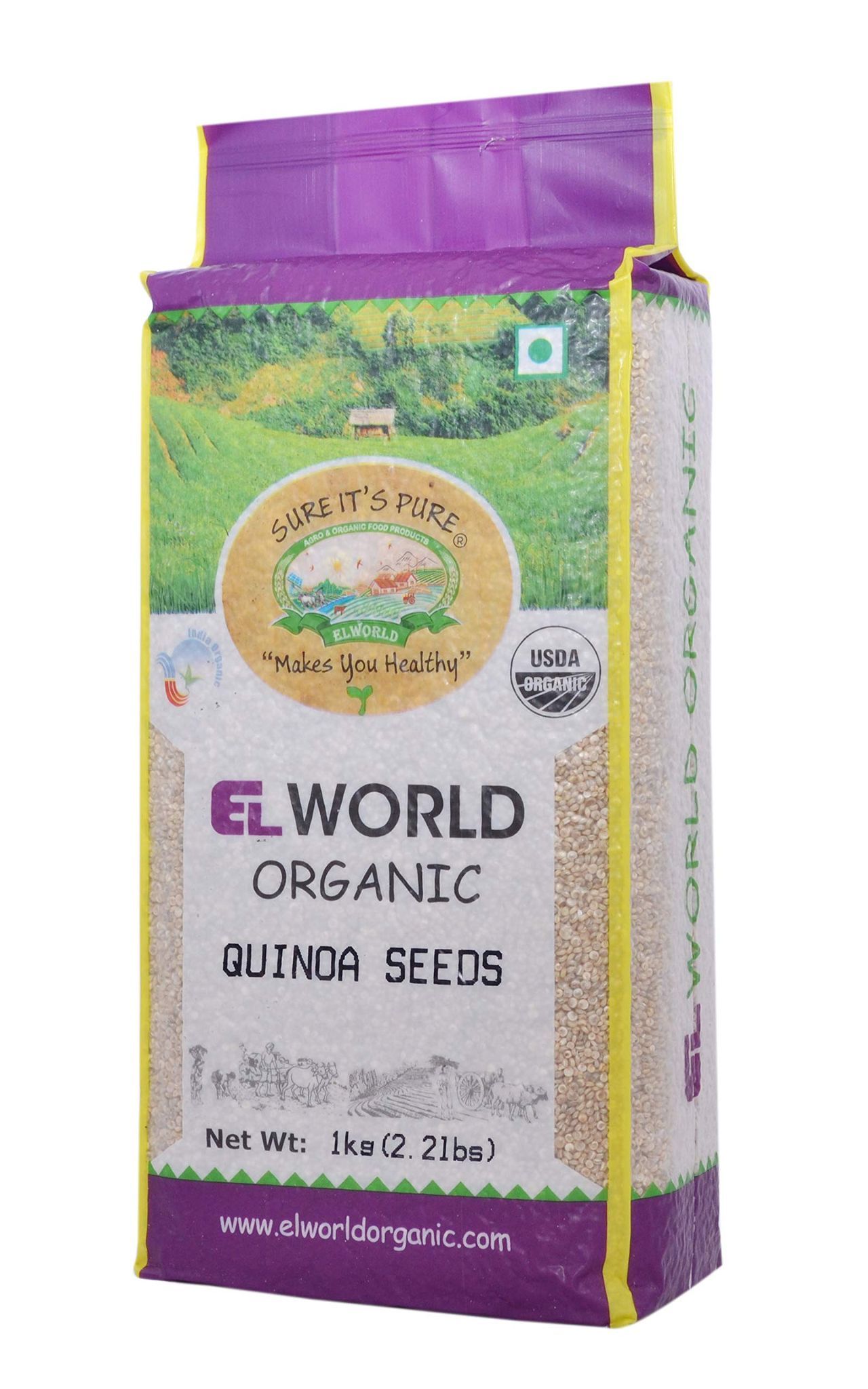 ELWORLD AGRO & ORGANIC FOOD PRODUCTS White Quinoa Seed - 1 Kilogram (Pack of 2)