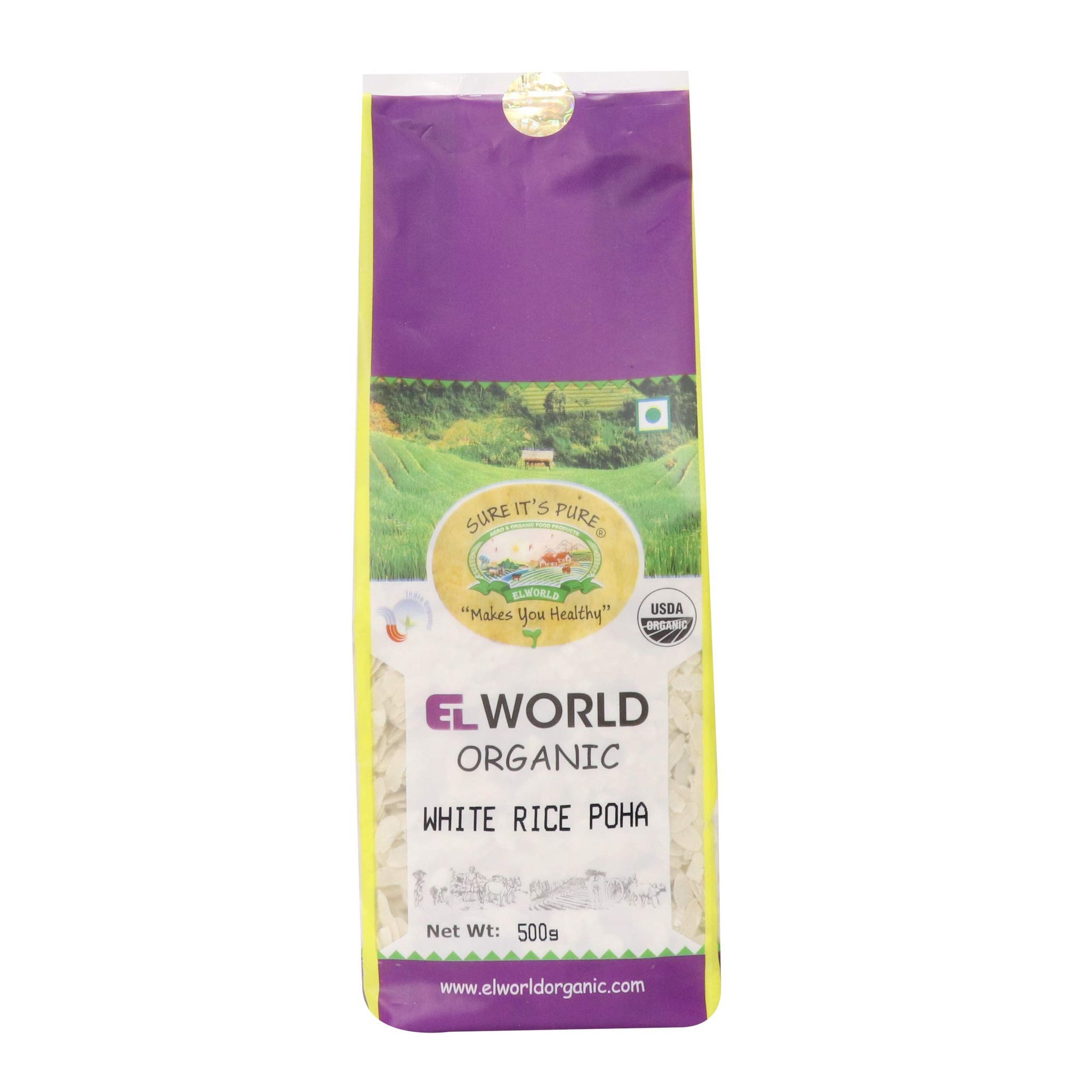 Elworld Agro & Organic Food Products White Rice Poha - 450G (Pack of 4)