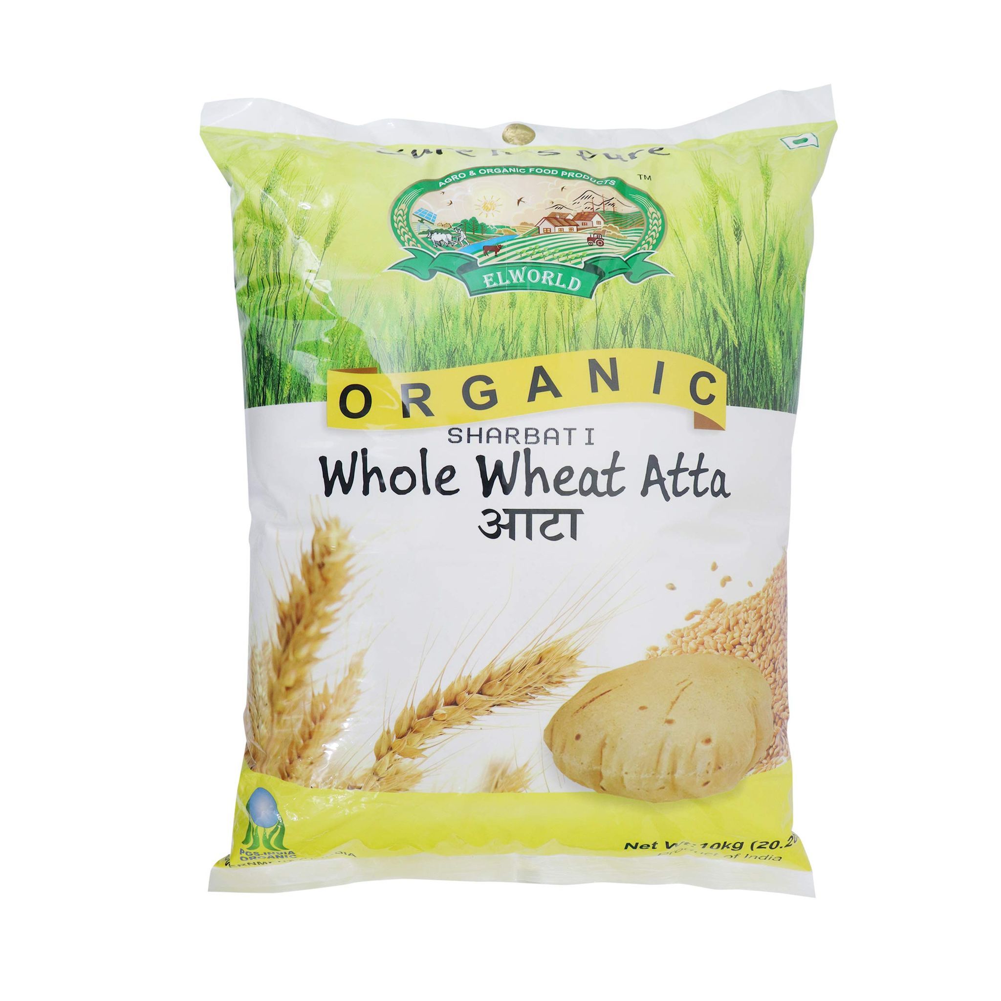 ELWORLD AGRO & ORGANIC FOOD PRODUCTS Sharbati Whole Wheat Chakki Atta/Flour Fresh, 10 Kg