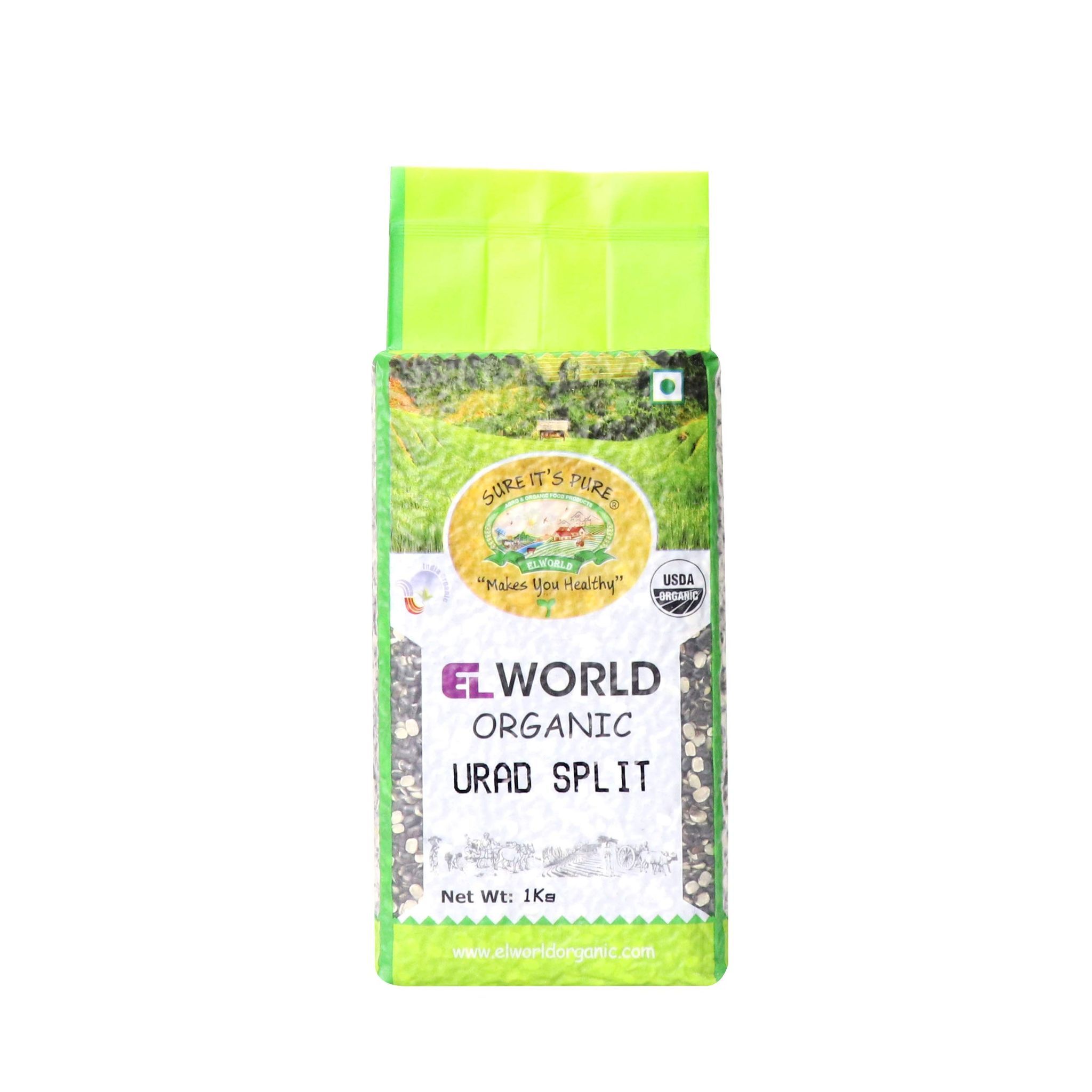 Elworld Agro & Organic Food Products Urad Black Split, 900g (Pack of 2)