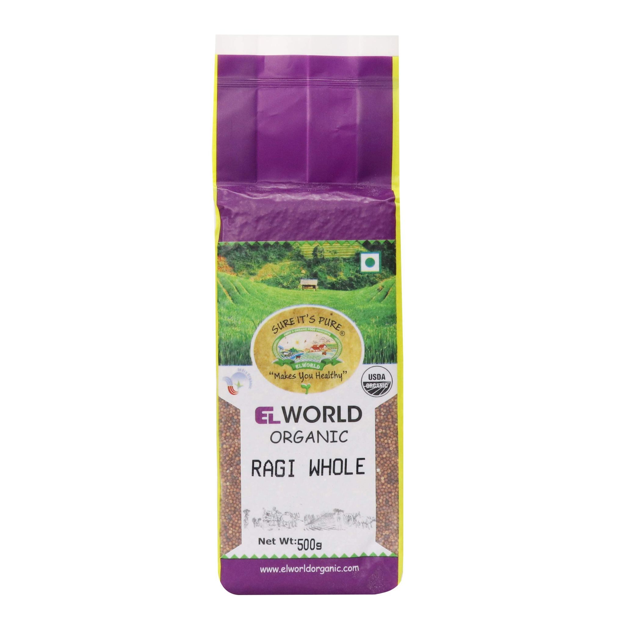 Elworld Agro & Organic Food Products Ragi Whole 450 Gram (Pack of 5)