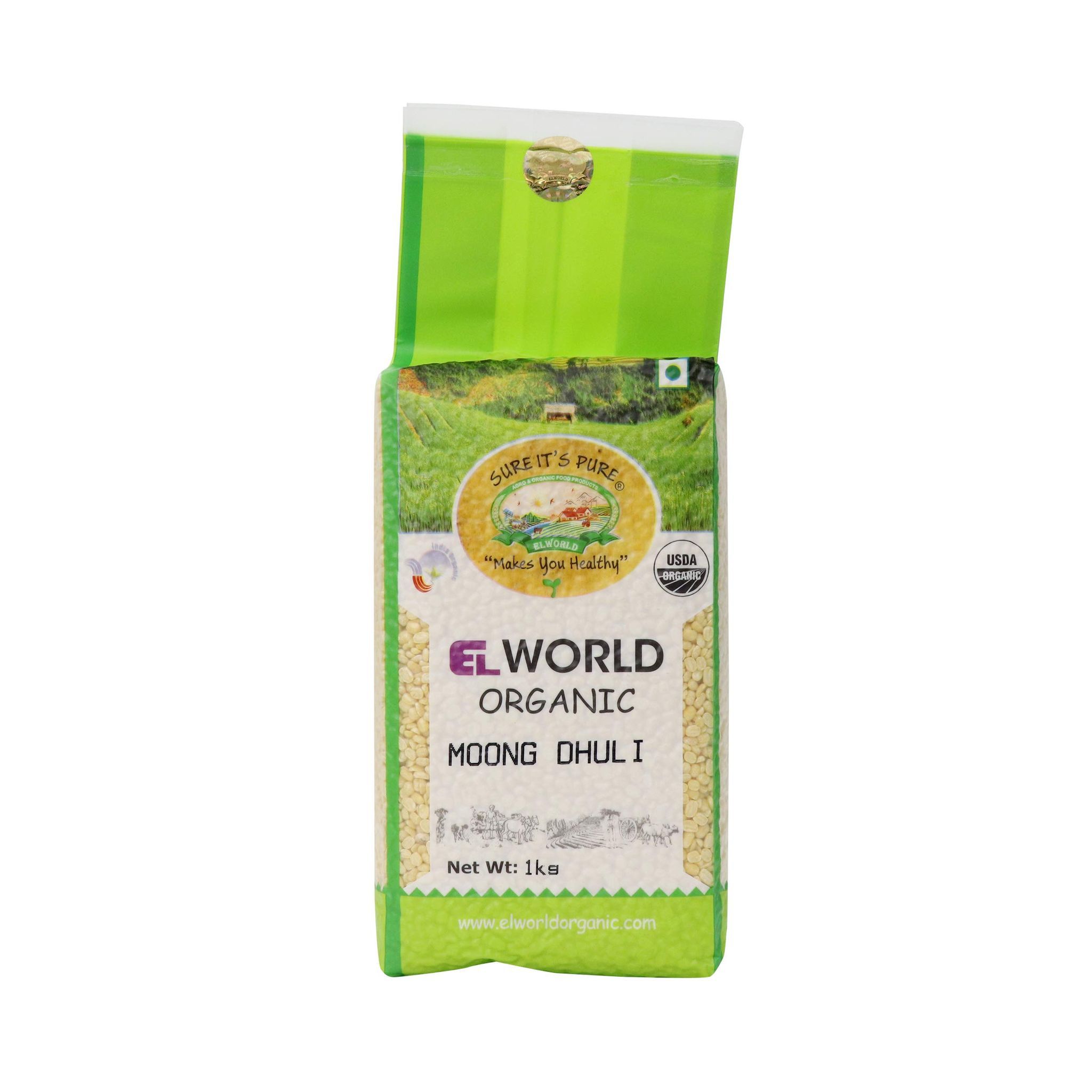 Elworld Agro & Organic Food Products Yellow Moong Dal, 2 Kg (Pack of 2)