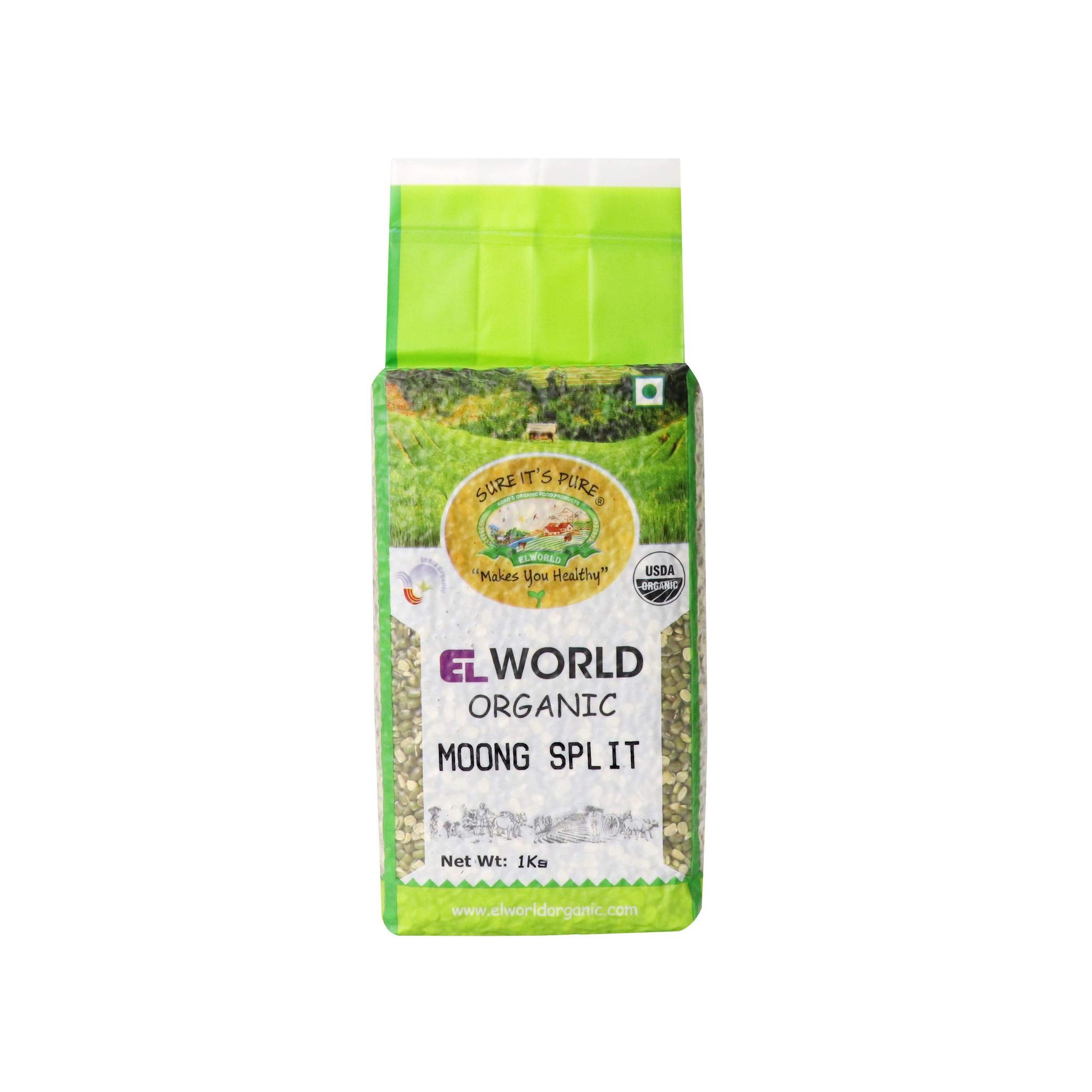 ELWORLD AGRO & ORGANIC FOOD PRODUCTS Moong Dal Split / Green Gram Split - 1Kg (Pack of 3)