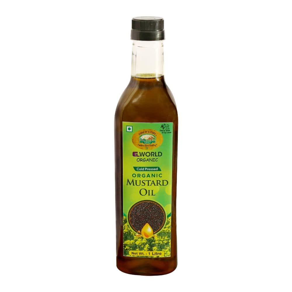 ELWORLD AGRO & ORGANIC FOODS Kachi Ghani Cold Pressed Mustard Oil -1 L