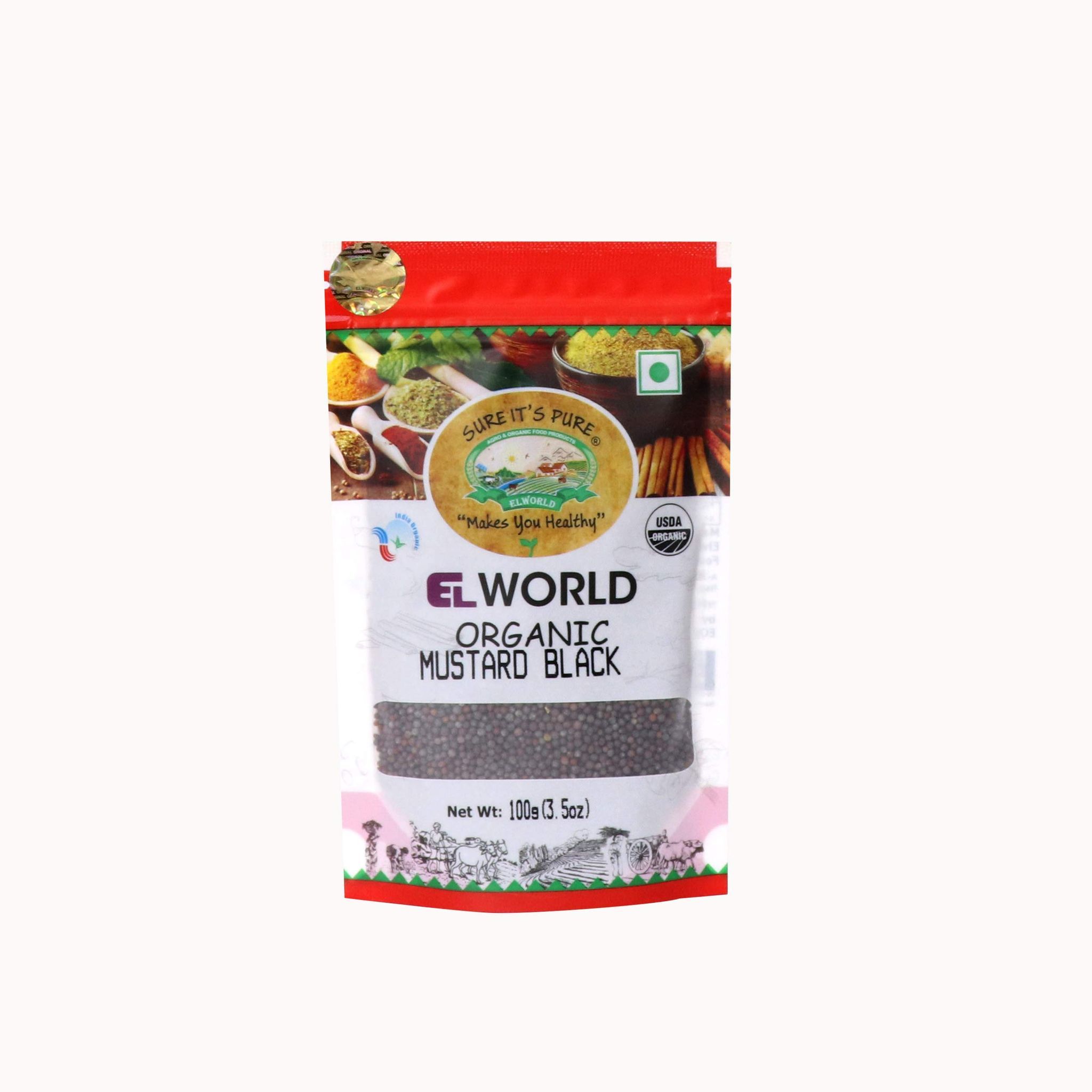 Elworld Agro & Organic Food Products Mustard Black (Rai) Seeds 100 Gram (Pack of 4)