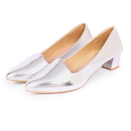 Silver block best sale heel pump