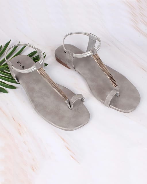 Grey flat best sale sandals womens