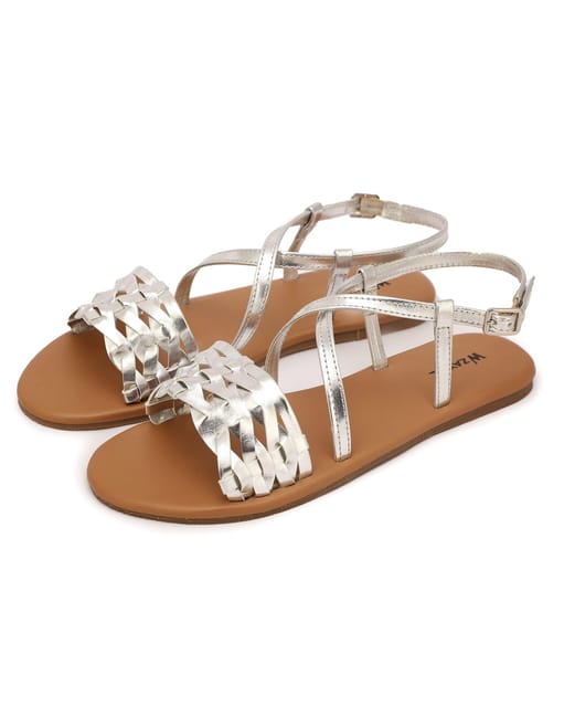 WOMEN Premium Silver Flat Sandals