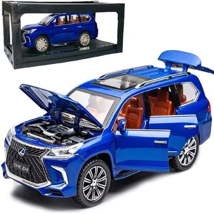 KTRS ENTERPRISE 1:24 Lexus 570 Off-Road in Luxury SUV Model Car, Zinc Alloy Pull Back Toy Car with Sound and Light for Kids Boy Girl