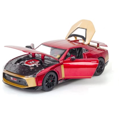 KTRS ENTERPRISE 1:24 Diecast Metal Pullback Toy car  Openable Doors  Light, Music Boys Gifts Toys for Kids Colors as Per Stock (Nissan GT-R50)