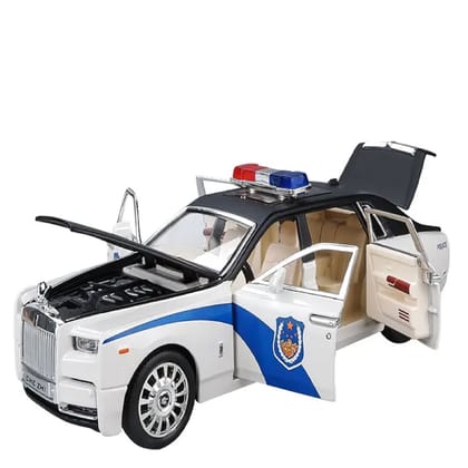 KTRS ENTERPRISE 1/24 Scale Wheels Diecast Rolls Royce Phantom Police Metal Model Pull Back Alloy Toys with Light and Sound Collection