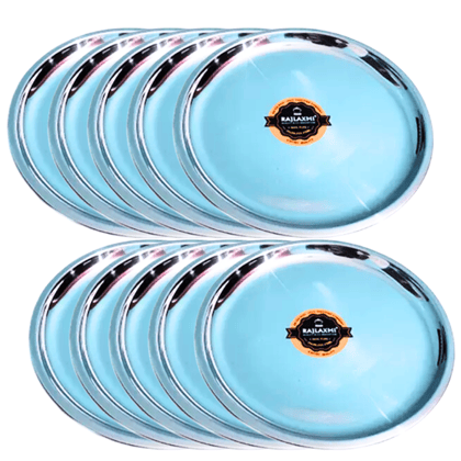 SHINI LIFESTYLE Stainless Steel Dinner Plate/Dessert Plate/Halwa Plate Set of 10pc(Dia-19)