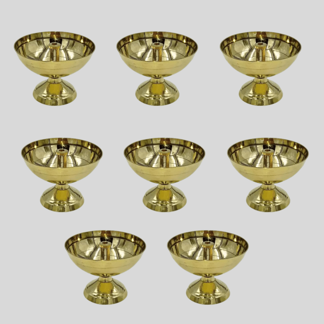 SHINI LIFESTYLE Brass Diya for Diwali Pooja/Puja Deepak, Akhand Diya(8pc)