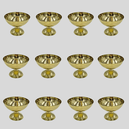 SHINI LIFESTYLE Brass Diya for Diwali Pooja/Puja Deepak, Akhand Diya(12pc)