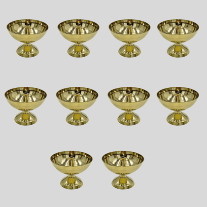 SHINI LIFESTYLE Brass Diya for Diwali Pooja/Puja Deepak, Akhand Diya(10pc)