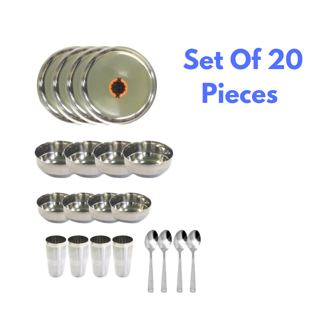 SHINI LIFESTYLE Stainless Steel Dinner Set of 20Pc|Kitchen Set for Home | Heavy Gauge |