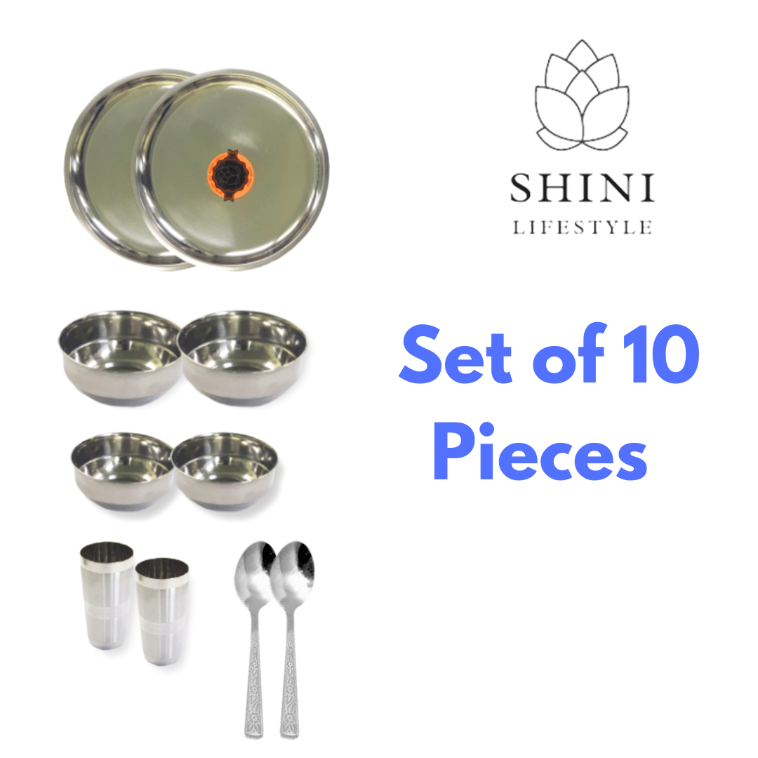 SHINI LIFESTYLE Stainless Steel Dinner Set of 10Pc|Kitchen Set for Home | Heavy Gauge |