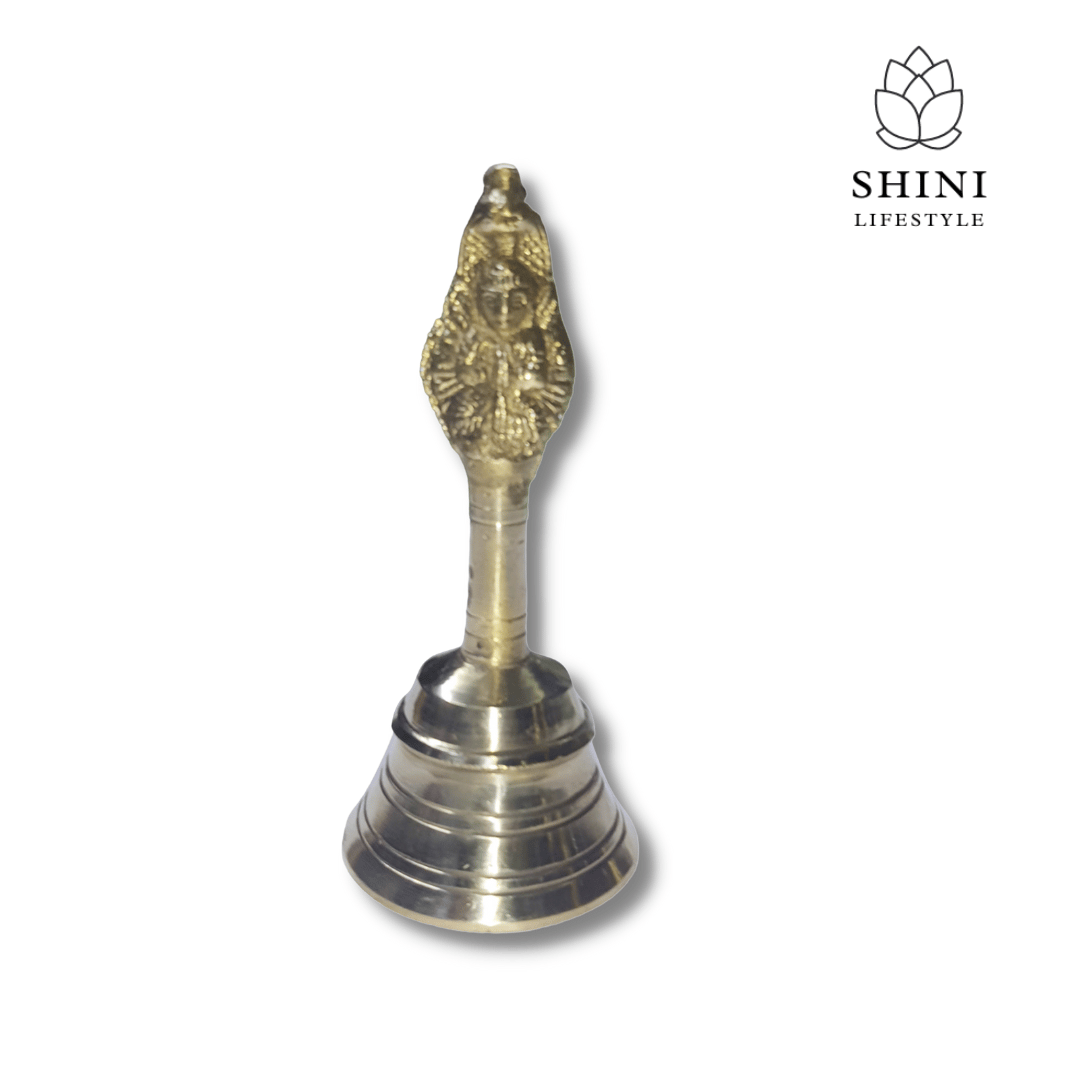 SHINI LIFESTYLE Brass pooja bell, heavy gauge, peetal mandir ghanti for pooja 10cm