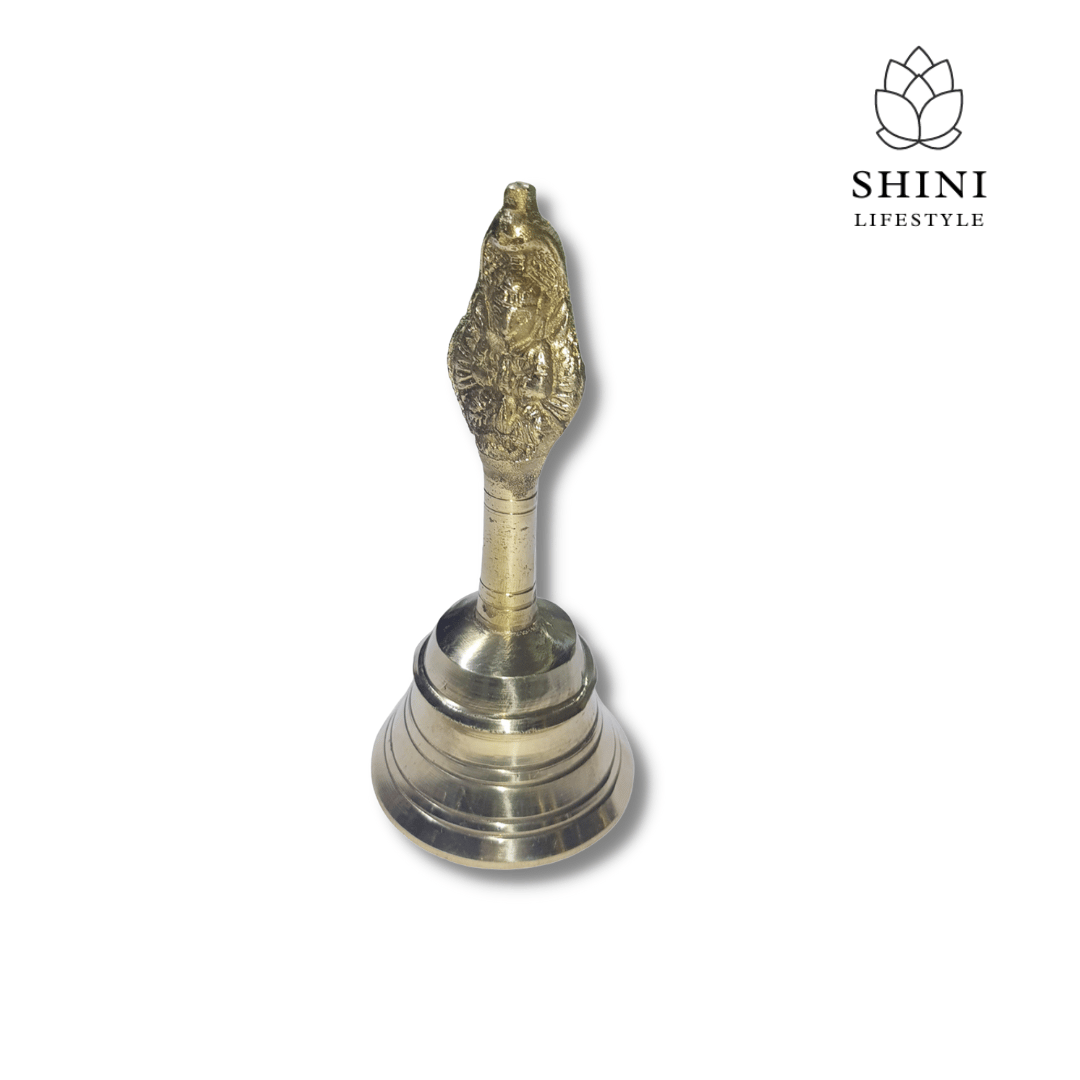 SHINI LIFESTYLE Brass pooja bell, heavy gauge, peetal mandir ghanti for pooja 11cm