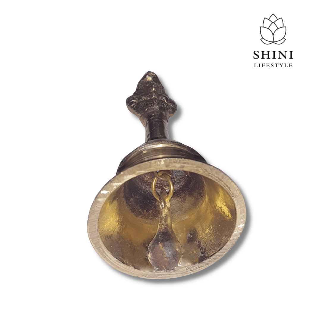 SHINI LIFESTYLE Brass pooja bell, heavy gauge, peetal mandir ghanti for pooja 15cm