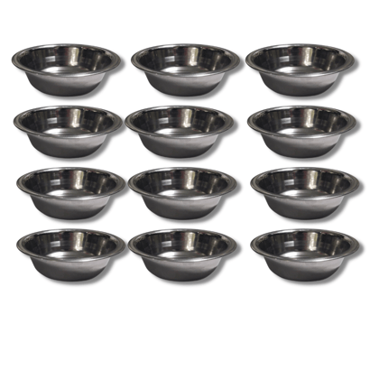 SHINI LIFESTYLE Katori, Vegetable Bowl, Dal Chawal Bowl, Katora, Stainless Steel Soup Bowl (Silver, Pack of 12)