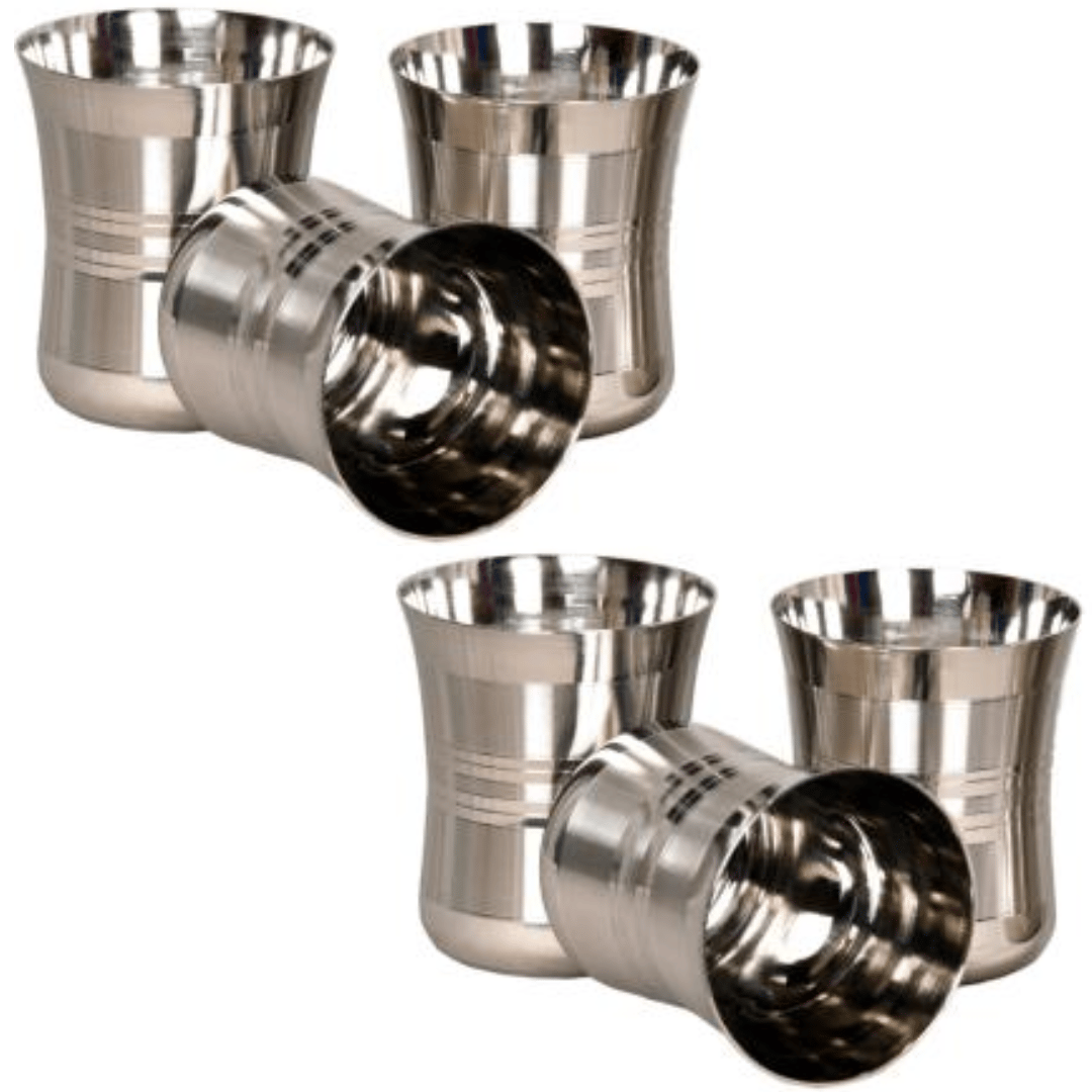 SHINI LIFESTYLE (Pack of 6) Stainless Steel Heavy Gauge Water Glass Set Water/Juice Glass