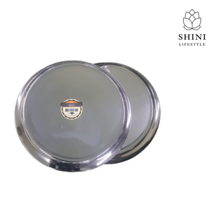 SHINI LIFESTYLE Stainless Steel Plate, Thali, Heavy gauge, Supreme Quality Dinner Plate (Pack of 2)