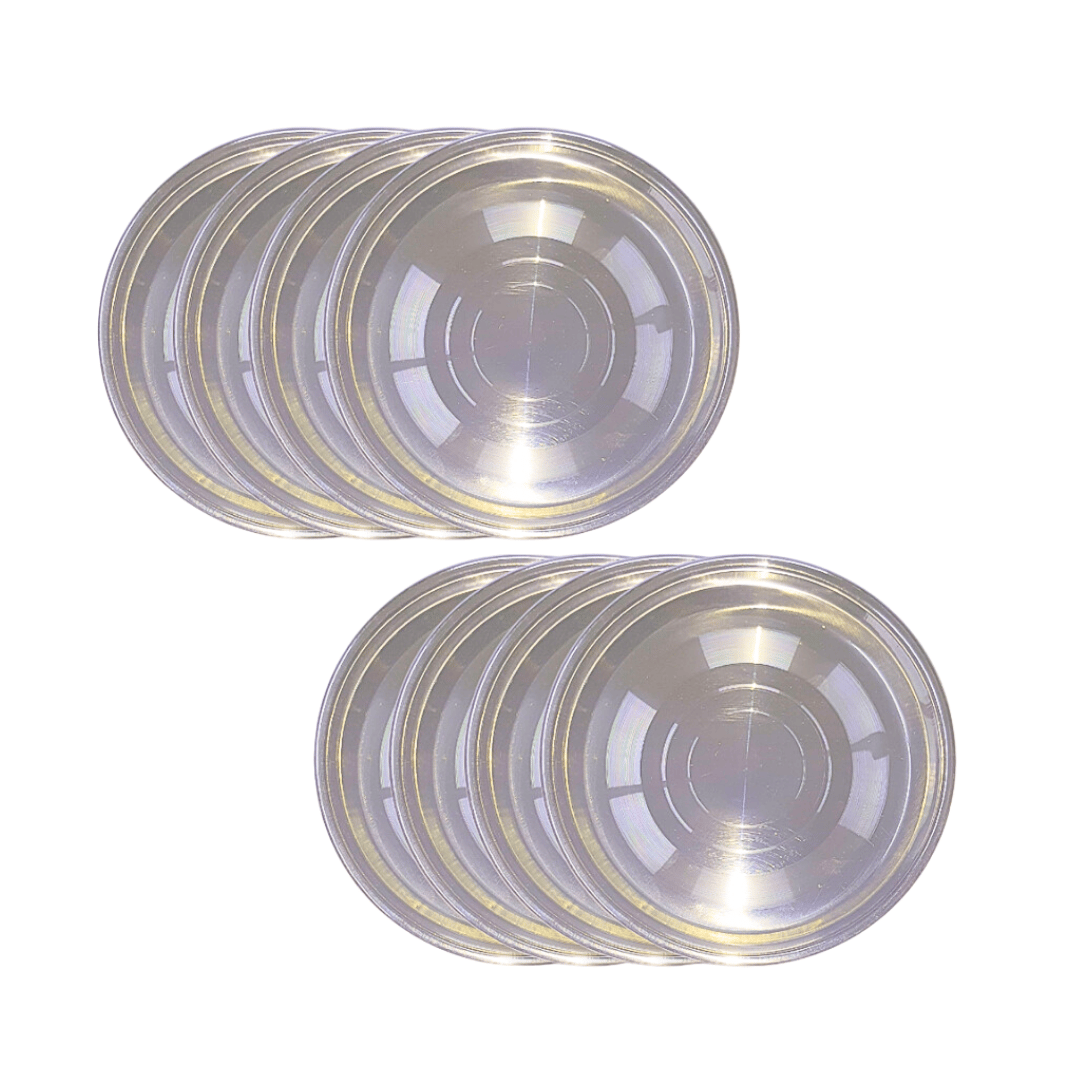 SHINI LIFESTYLE Heavy Gauge Steel Laser Halva Plates / Breakfast Plates / Serving Plates, 17 cm Quarter Plate (Pack of 8)
