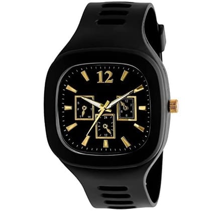 MTSH Square Multi DIAL Analog Silicon Strap ADDI Stylish Designer Analog Watch - for Boys (Black)