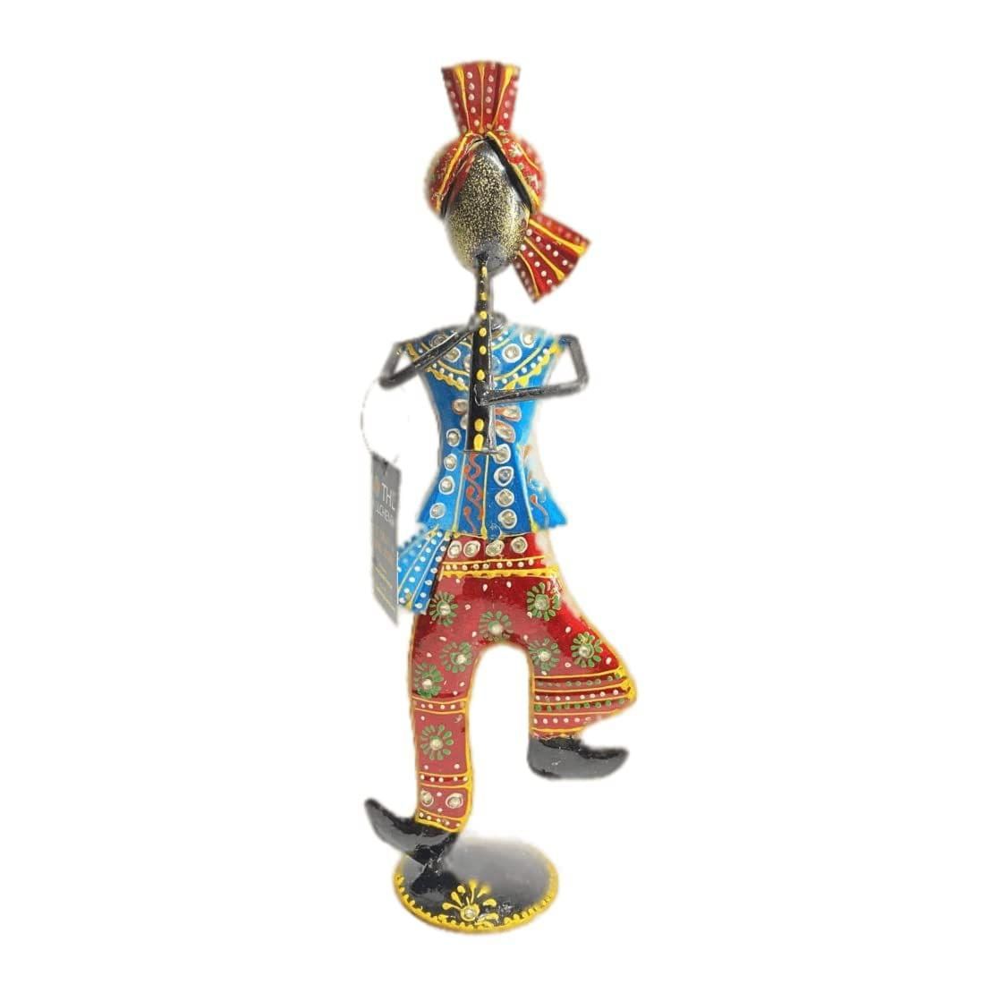 THE ALLCHEMY Handcrafted Cast Iron Tribal Musician with Musical Instrument for Wall Shelf Table Desktop Living Room Decoration Home Office Decor